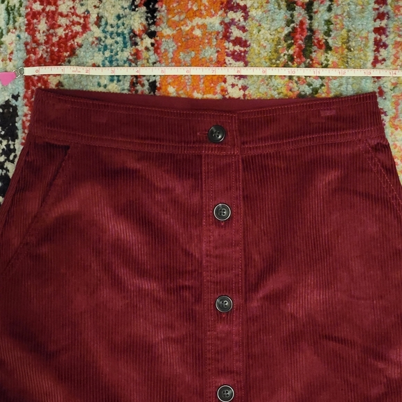 Red Corduroy Midi Skirt - Picture 4 of 5
